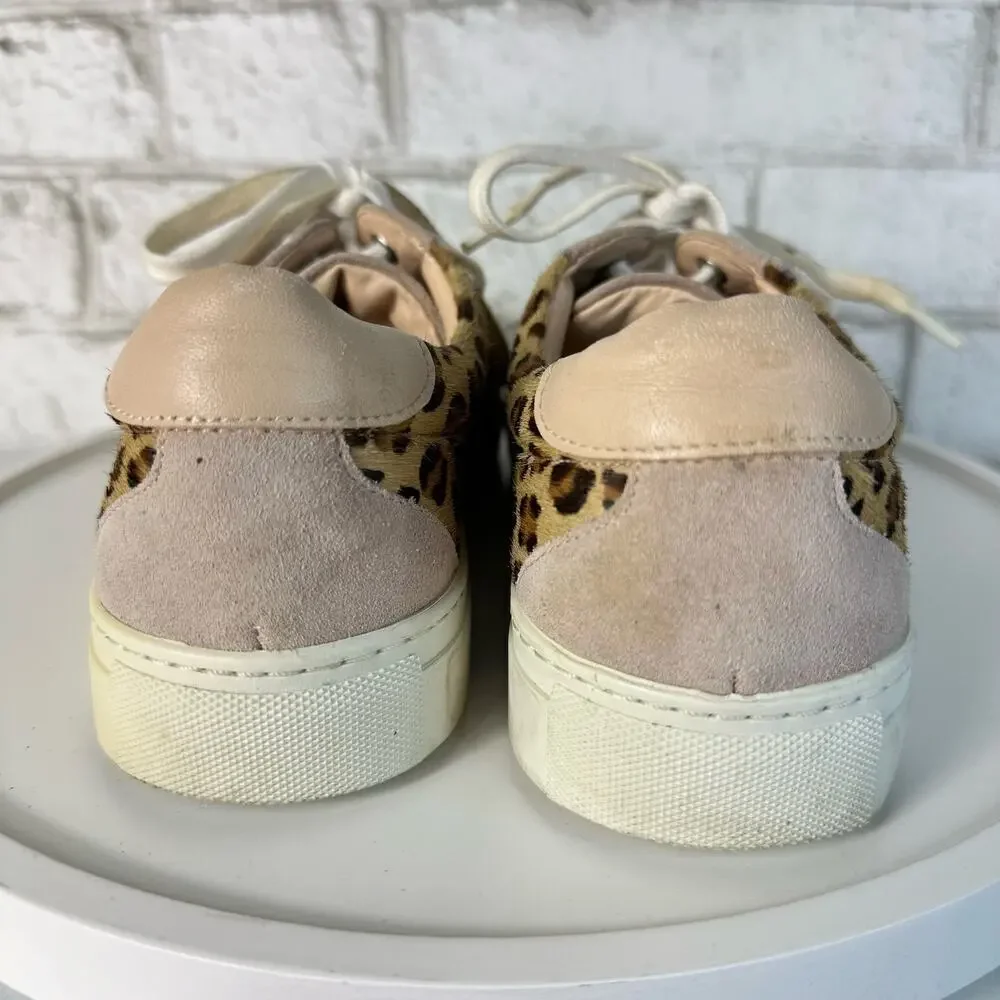 Anthropologie Shoes Ophelia Leopard Animal Print Leather Suede Sneakers 40 9.5